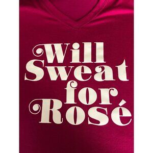 Xersion T shirt Women Size M Pink Short Sleeve in White Will Sweat for Rose